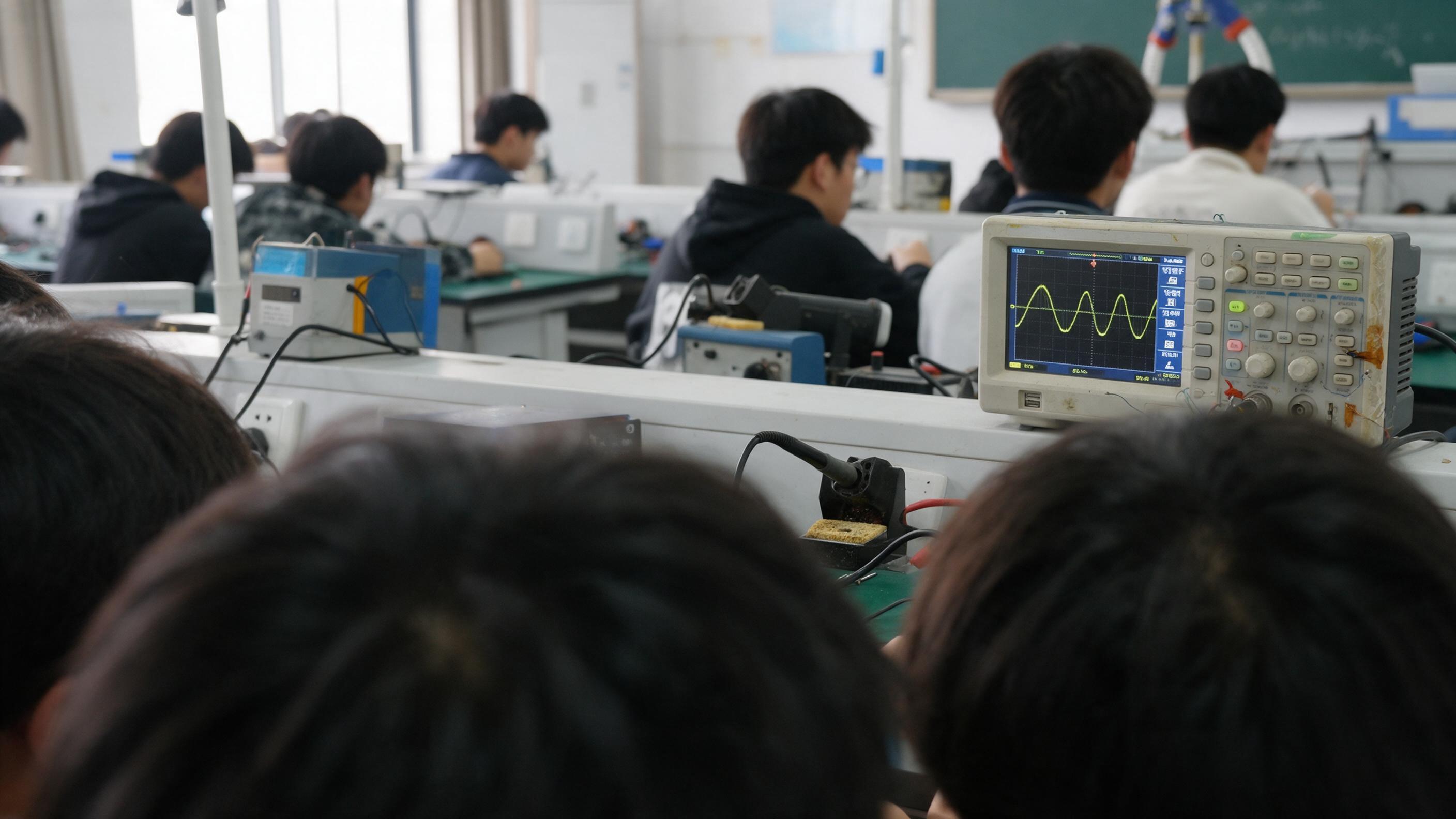 破解电弧焊实训示教难题:暗光|AI补图-通用专业实训教学现场,镜头切到